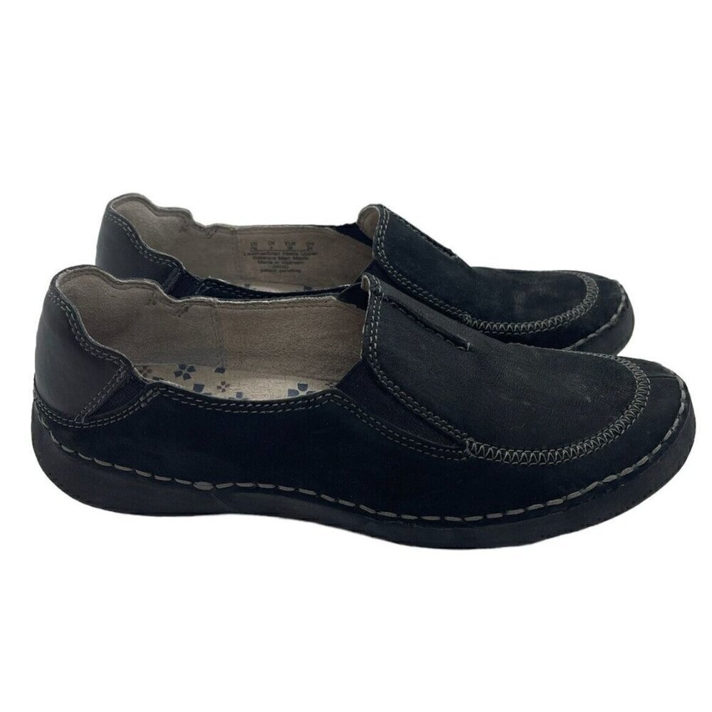 Naturalizer JAGG Women's 7M Slip On Loafers Shoes Black Leather Suede Comfort